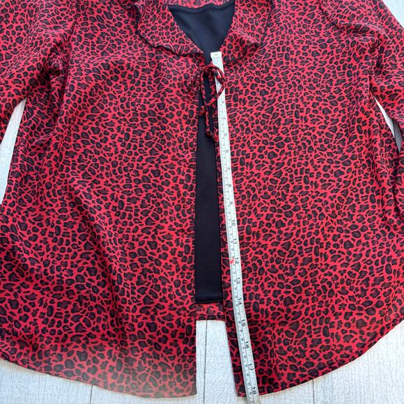 C.B. Collections Red and Black Leopard Print Faux Tank Blouse - Picture 7 of 10